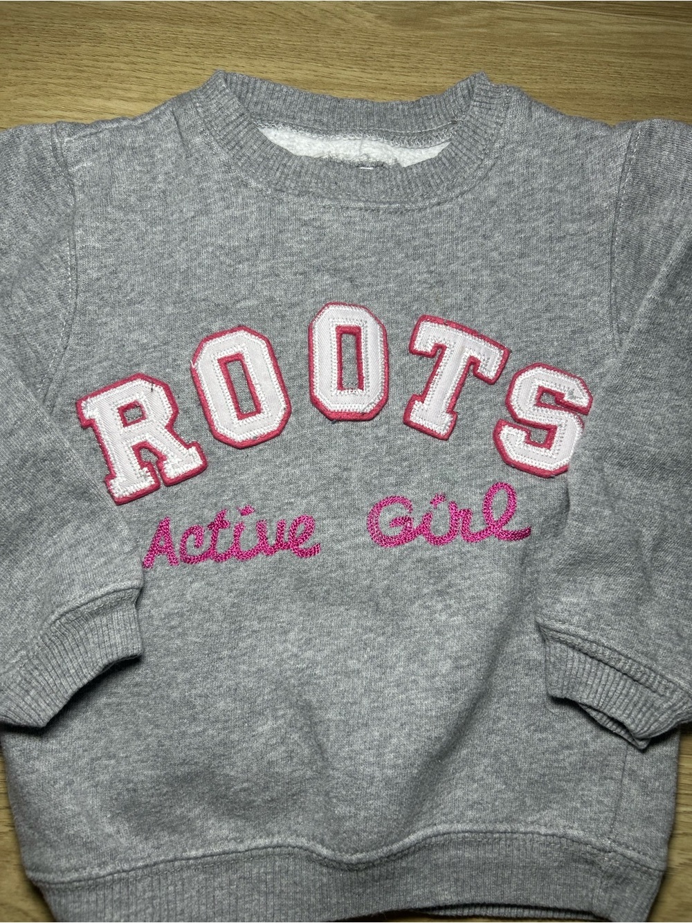 Roots Grey Sweatshirt with Pink 'Active Girl' Script - Picture 2 of 4